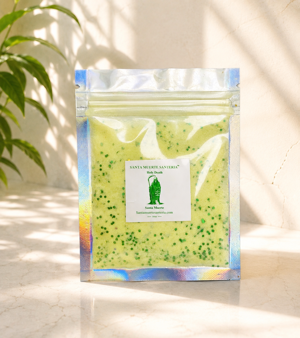Green Holy Death Powder, Money and Abundance Powder, Polvo de La Santa Muerte Verde, Dinero y abundancia