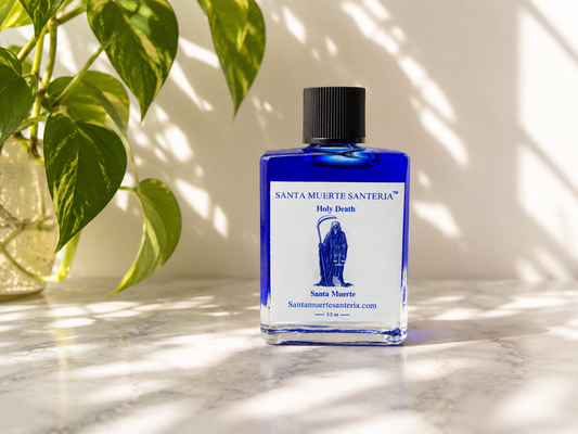 Blue Holy Death Oil, Peace and Energy, Aceite de la Santa Muerte Azul, Paz y energia