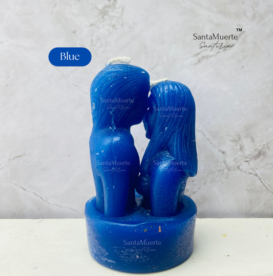 Blue Couple's Figure Candle, Love Spell, Come to Me, Vela con figura de pareja Azul, Hechizo de amor, Ven a mí