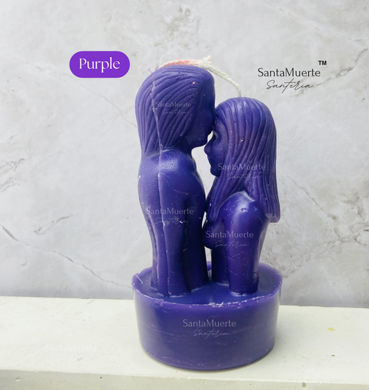 Purple Couple's Figure Candle, Love Spell, Come to Me, Vela con figura de pareja Morado, Hechizo de amor, Ven a mí