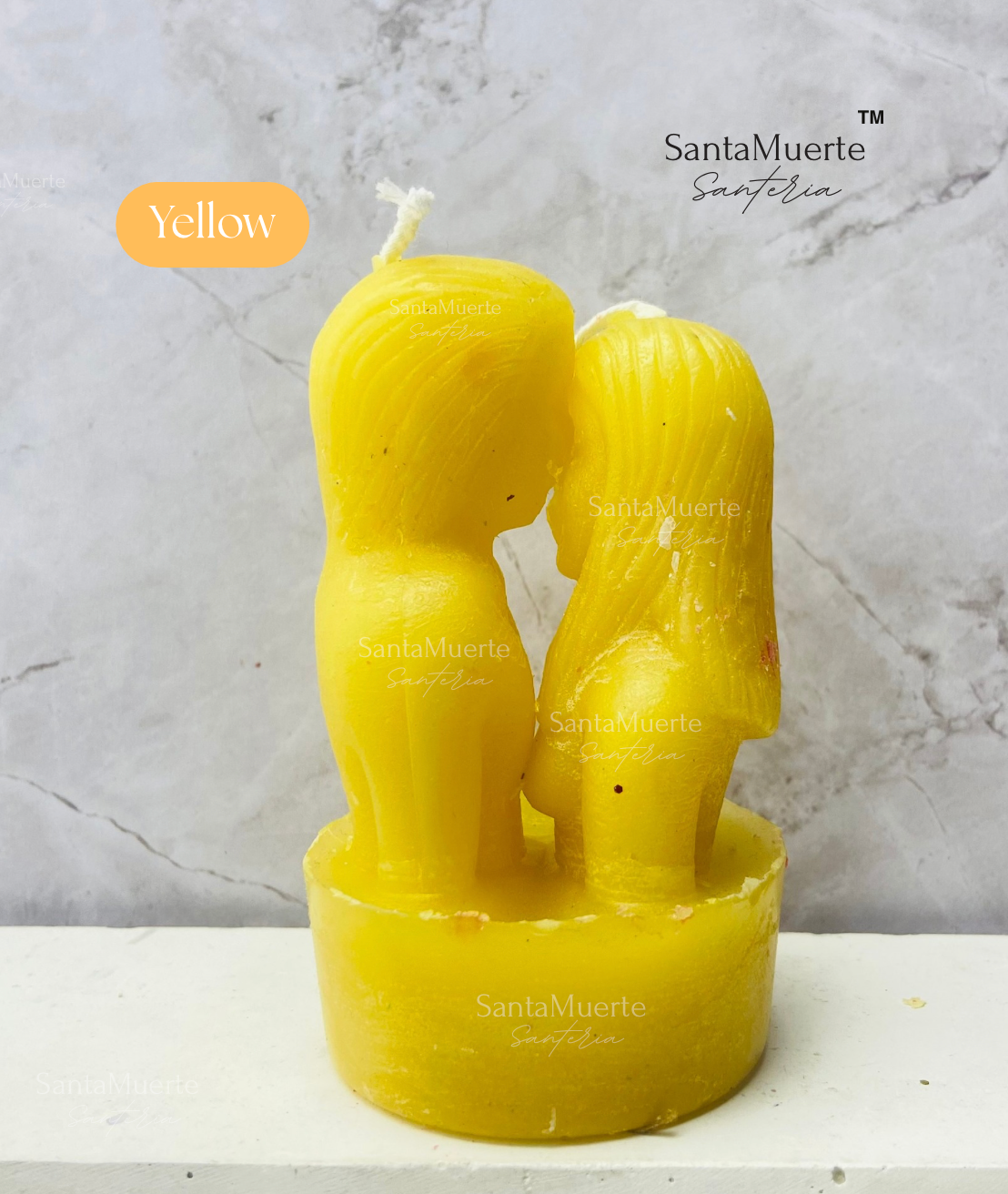 Yellow Couple's Figure Candle, Love Spell, Come to Me, Vela con figura de pareja Amarilla, Hechizo de amor, Ven a mí