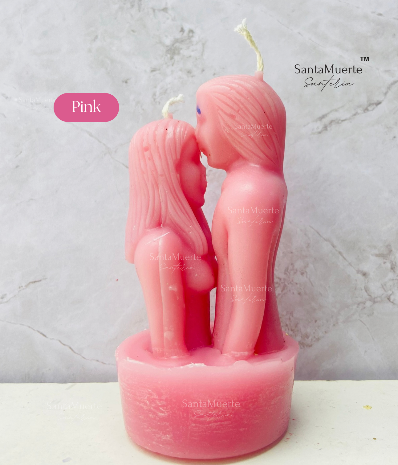 Pink Couple's Figure Candle, Love Spell, Come to Me, Vela con figura de pareja Rosita, Hechizo de amor, Ven a mí