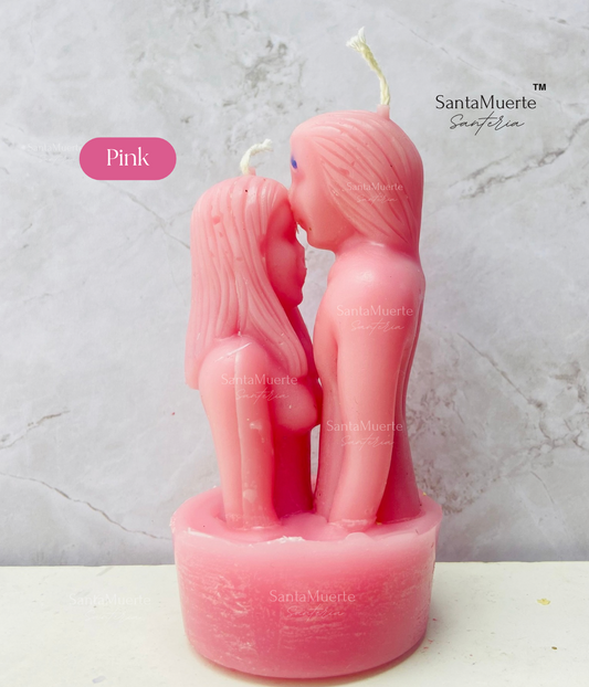 Pink Couple's Figure Candle, Love Spell, Come to Me, Vela con figura de pareja Rosita, Hechizo de amor, Ven a mí
