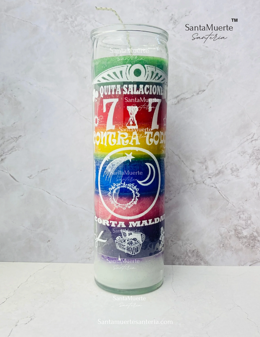 7x7 Against Everything Glass Candle, 7x7 Contra Todo Quita Salaciones Malas