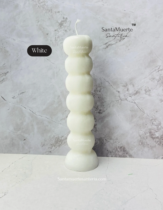 White 7 Knob Figure Candles, 7 Knots Candle, Spellwork Candles, Velas figurativas de 7 nudos, Vela de 7 nudos, Velas para hechizos