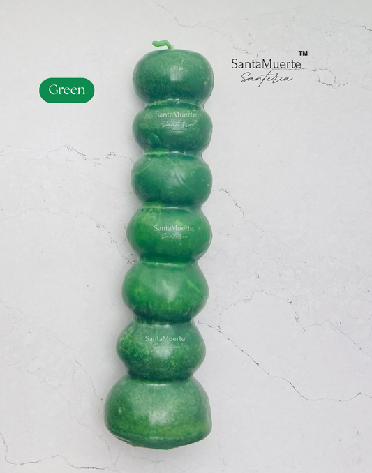 Green 7 Knob Figure Candles, 7 Knots Candle, Spellwork Candles, Velas figurativas de 7 nudos Verde, Vela de 7 nudos, Velas para hechizos