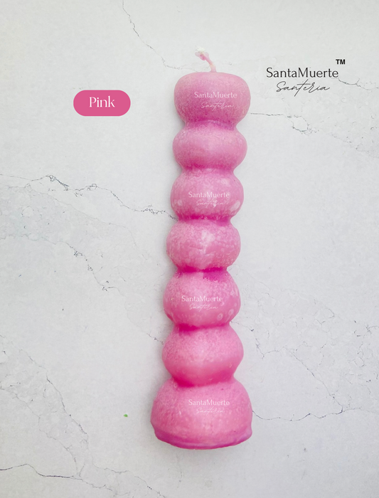 Pink 7 Knob Figure Candles, 7 Knots Candle, Spellwork Candles, Velas figurativas de 7 nudos Rosita, Vela de 7 nudos, Velas para hechizos