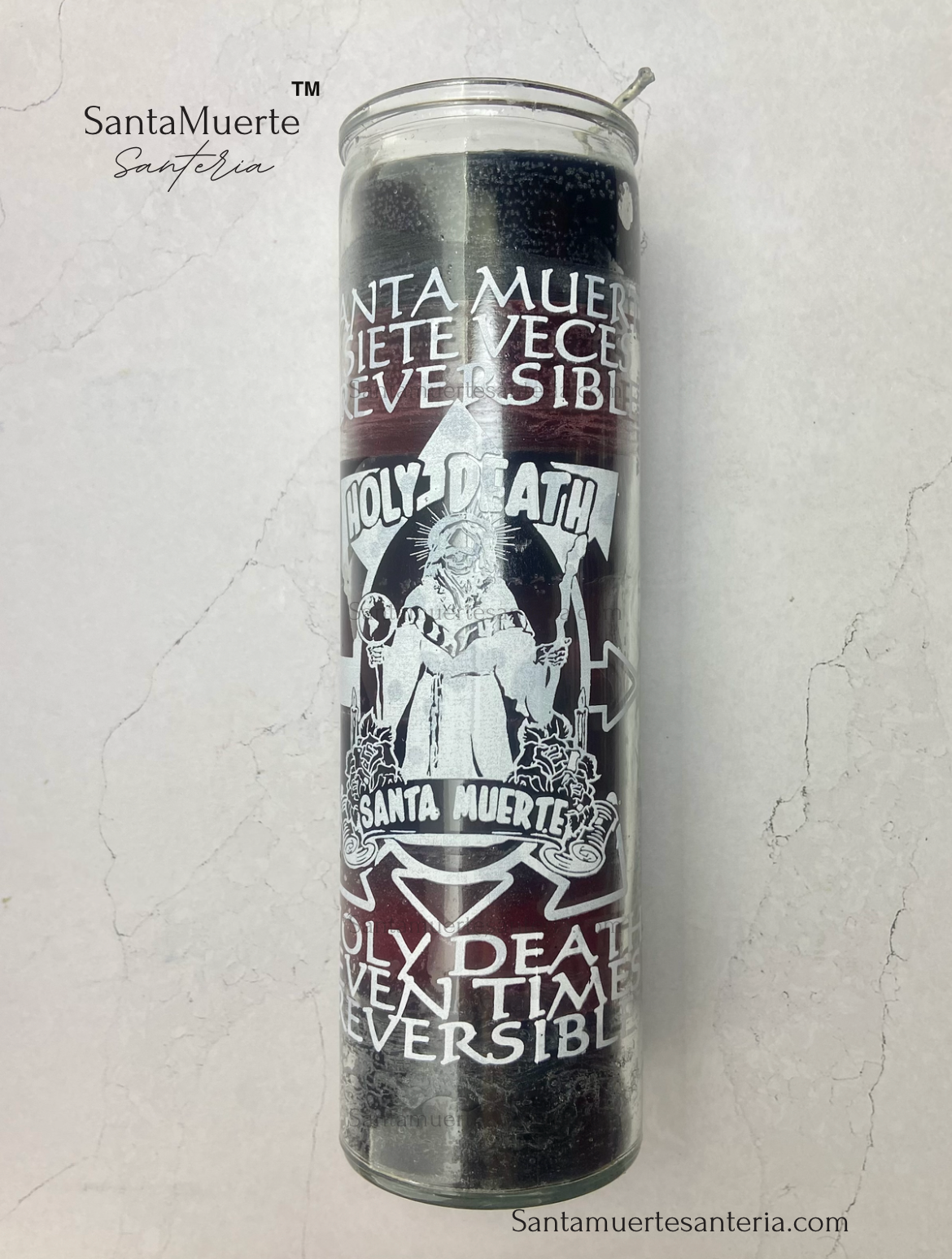 Holy Death Seven Times Reversible Candle/Vela Siete Veces Reversible Santa Muerte