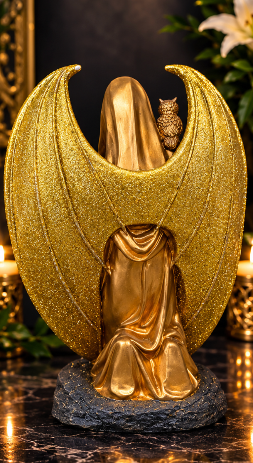 Gold Holy Death Statue/Estatua Oro Santa Muerte